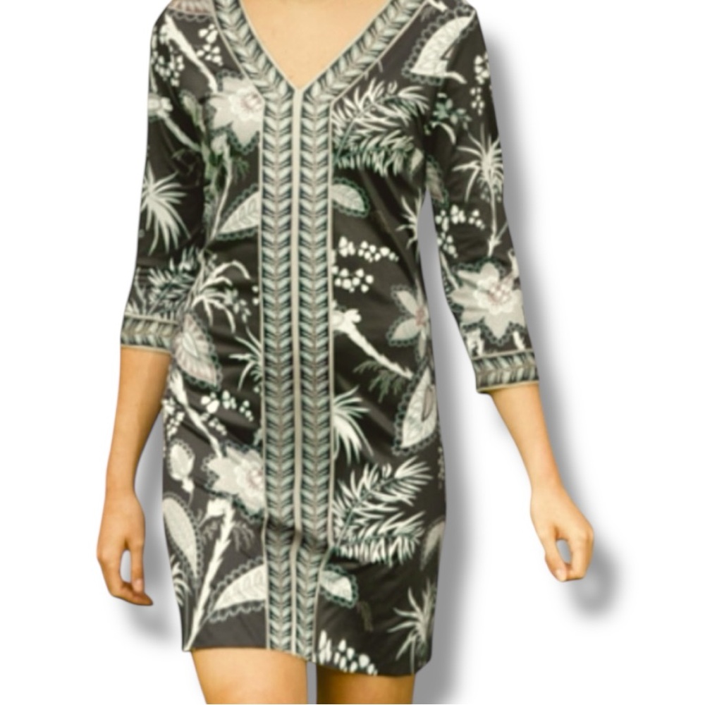 Gretchen Scott Designs Bordertown Dress V Neck 3/4 Sleeve Size Medium